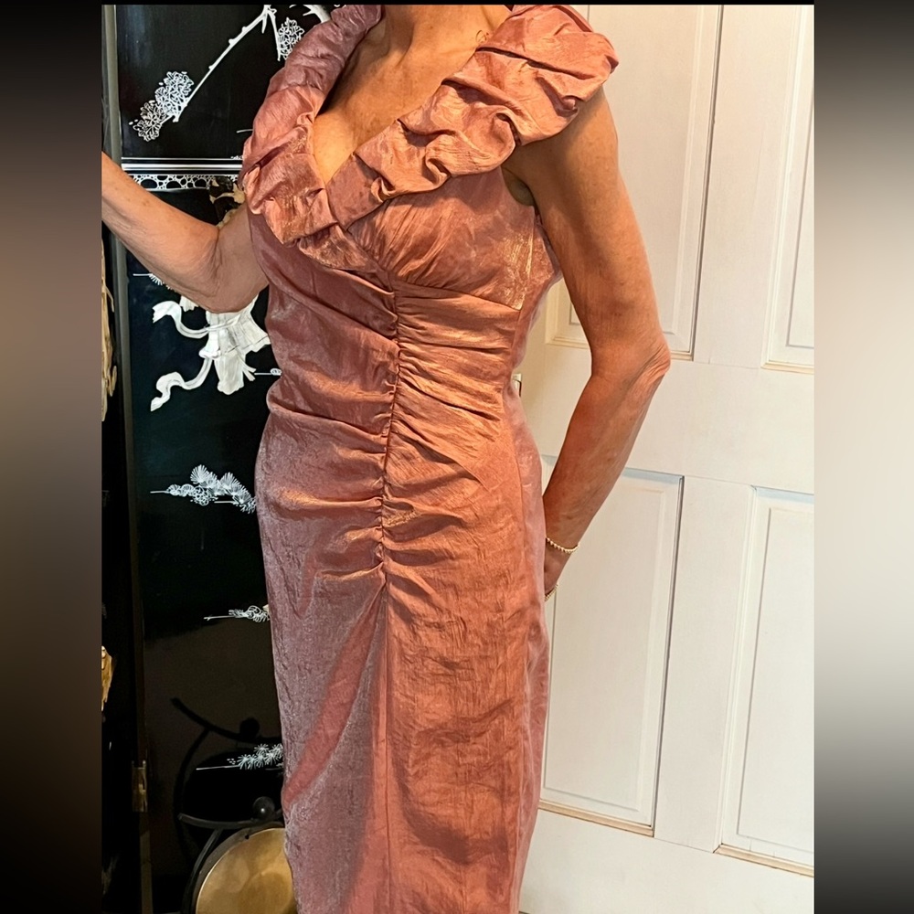 Victor Costa Pink Off Shoulder Pencil Dress 12